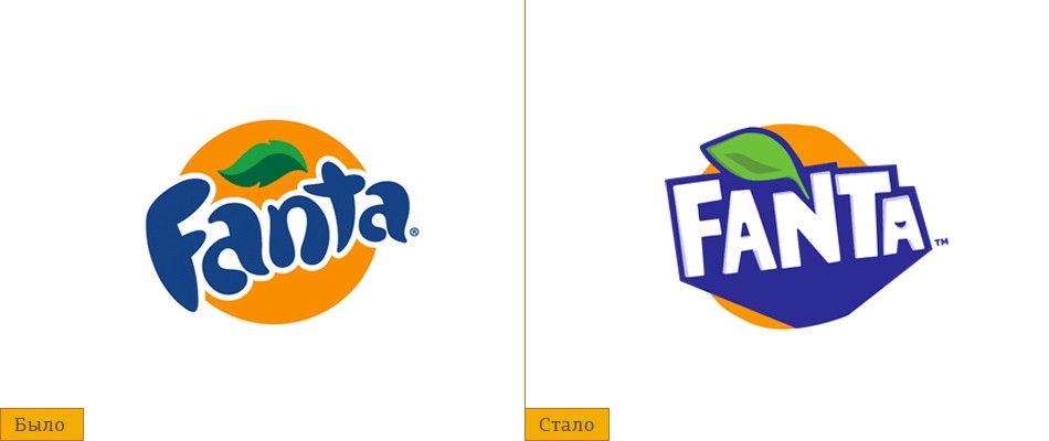 Старый и новый логотипы Fanta